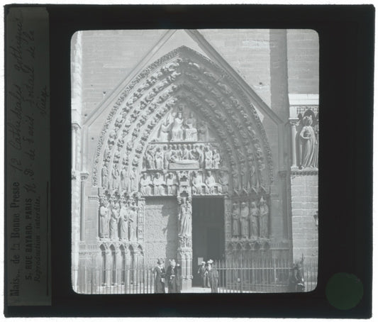 Cathédrale Notre-Dame de Paris, photo ancienne plaque verre, positif 8,5x10 cm