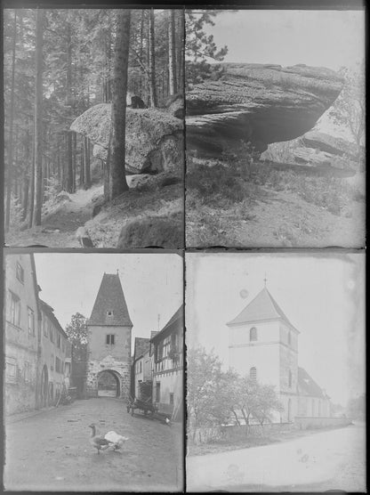 Alsace, France, architecture, boîte photo plaque verre, lot 12 négatifs 9x12 cm