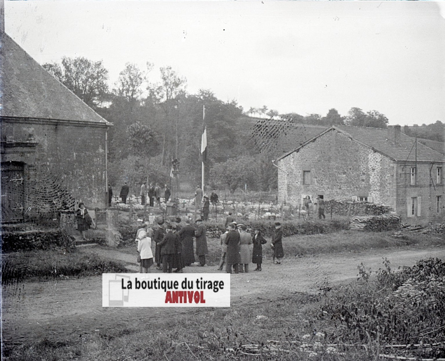 Cimetière, France, plaque verre, photo ancienne, négatif N&B 6x13 cm