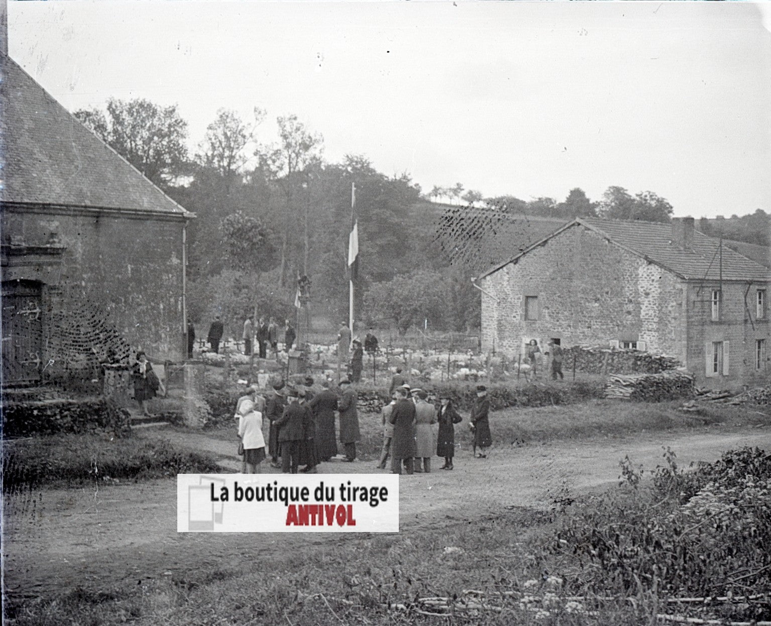 Cimetière, France, plaque verre, photo ancienne, négatif N&B 6x13 cm