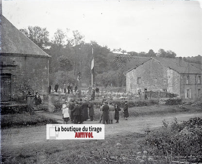 Cimetière, France, plaque verre, photo ancienne, négatif N&B 6x13 cm