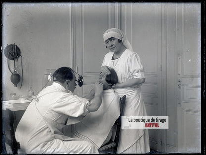 Cabinet médical ou dentaire, plaque verre photo ancienne, négatif 9x12 cm