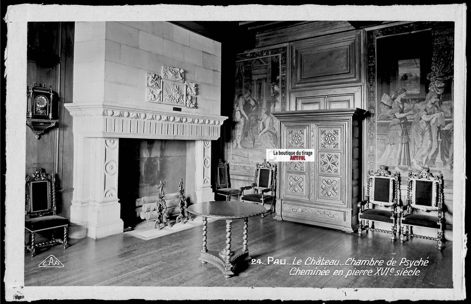 Plaque verre photo négatif noir & blanc 9x14 cm, château de Pau, Psyché, France