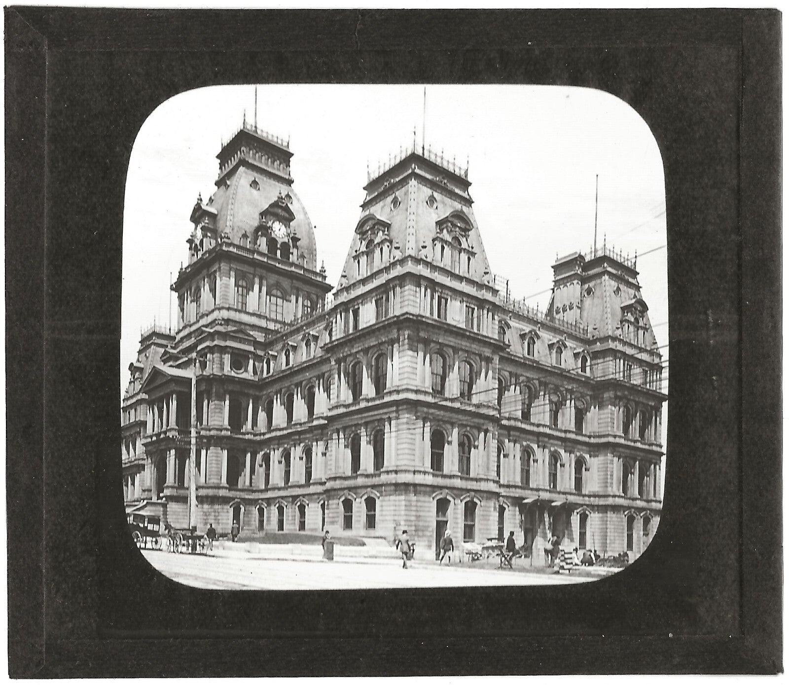Hôtel de ville Montréal, Canada, photo ancienne plaque verre, positif 8,5x10 cm