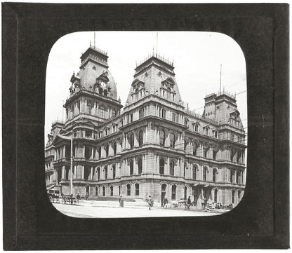 Hôtel de ville Montréal, Canada, photo ancienne plaque verre, positif 8,5x10 cm