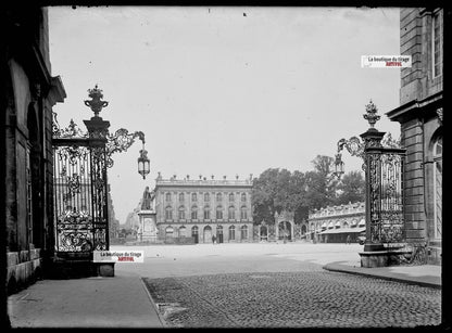 Plaque verre photo ancienne négatif noir et blanc 13x18cm Nancy place Stanislas