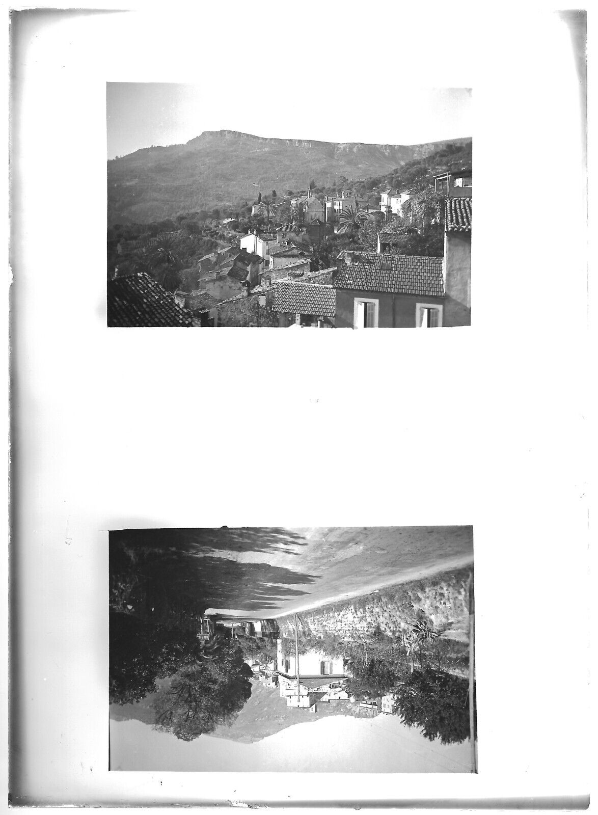 Plaque verre photo ancienne positif noir et blanc 13x18 cm Le Bar-sur-Loup