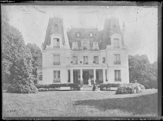 Plaque verre photo ancienne négatif noir et blanc 6x9 cm château Bailly France - La Boutique Du Tirage 