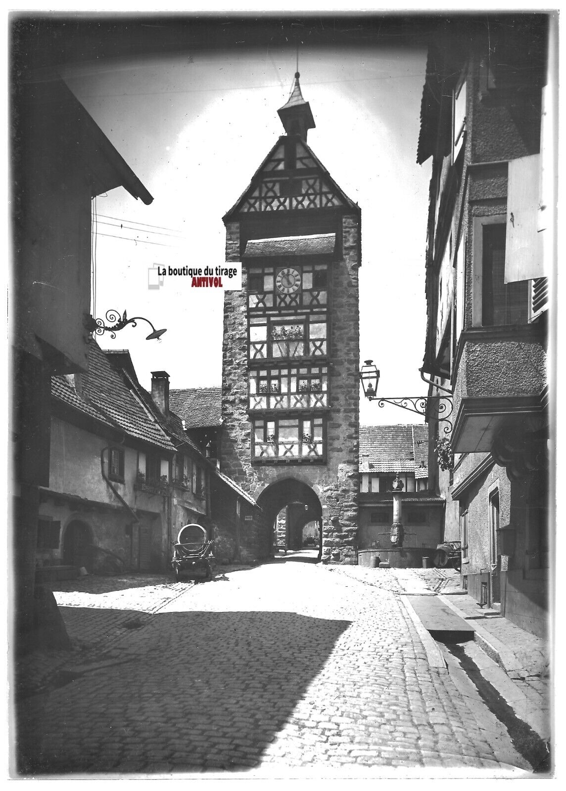 Plaque verre photo ancienne positif noir et blanc 13x18 cm Riquewihr France