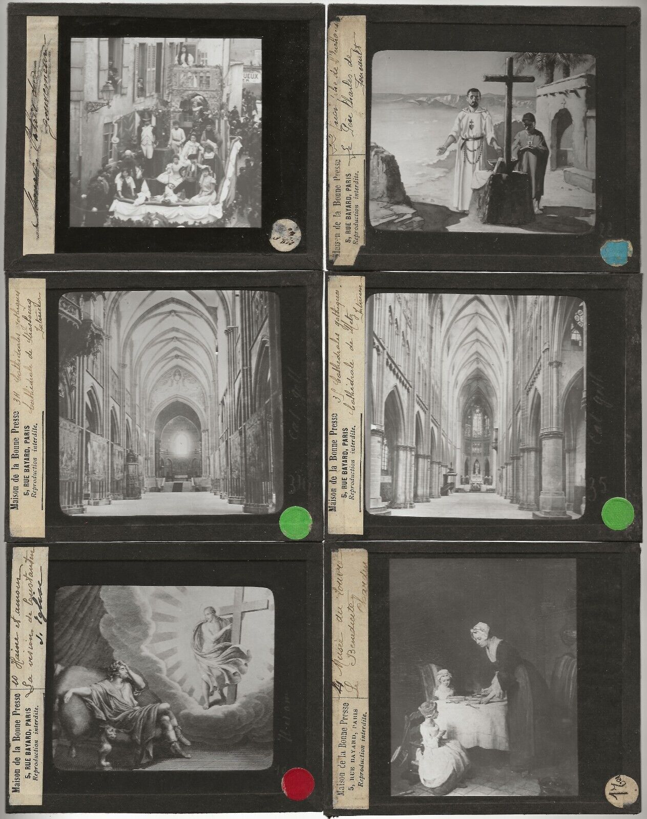 Metz, Scènes religieuses, photos plaques de verre, lot 10 positifs 8,5x10 cm