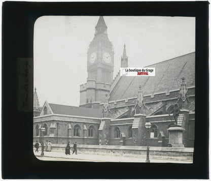 Westminster Hall, Londres, photo plaque verre, noir & blanc, positif 8,5x10 cm