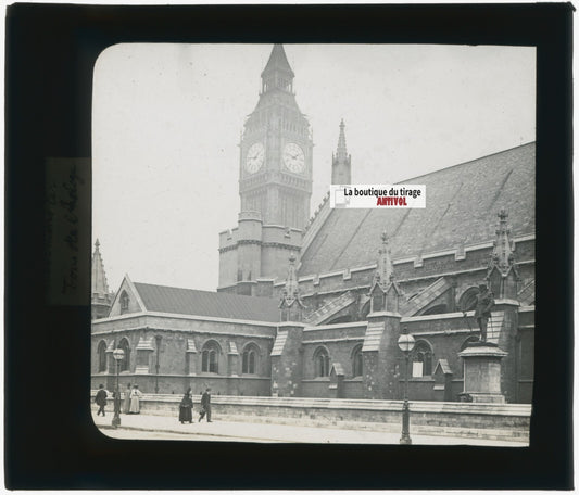 Westminster Hall, Londres, photo plaque verre, noir & blanc, positif 8,5x10 cm