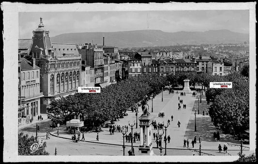 Plaque verre photo négatif noir & blanc 9x14 cm, Clermont-Ferrand, carte postale