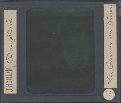 Cascades du Bâton, photo J. Moulin, plaque verre, couleur, positif 8,5x10 cm