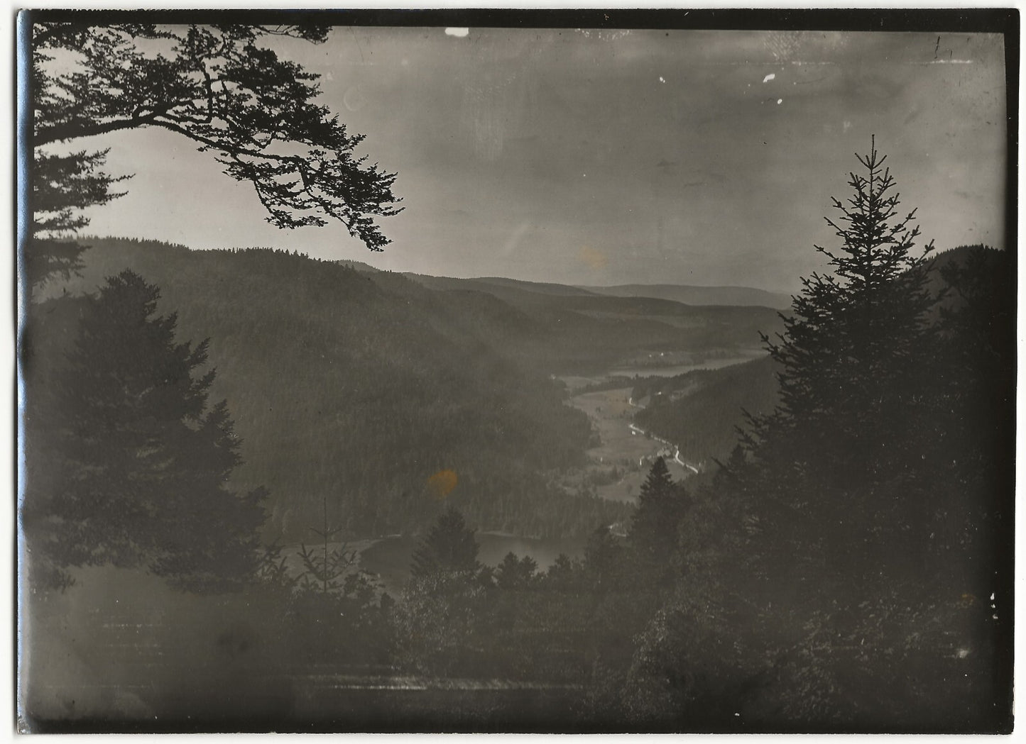 Plaque verre photo ancienne négatif noir et blanc 13x18 cm Gérardmer paysage