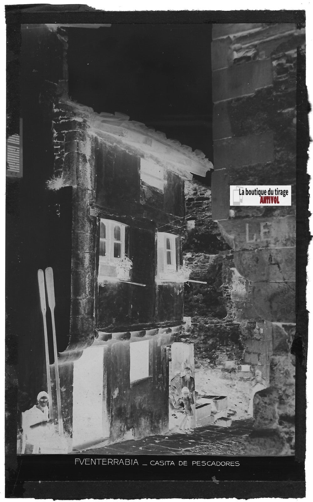 Plaque verre photo vintage négatif noir & blanc 9x14 cm Fuenterrabia 0914071