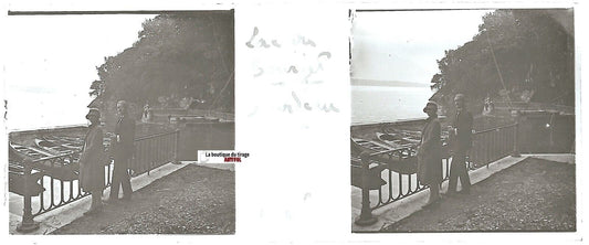 Bourdeau Bourget, Plaque verre photo stéréo, positif noir & blanc 4,5x10,7 cm