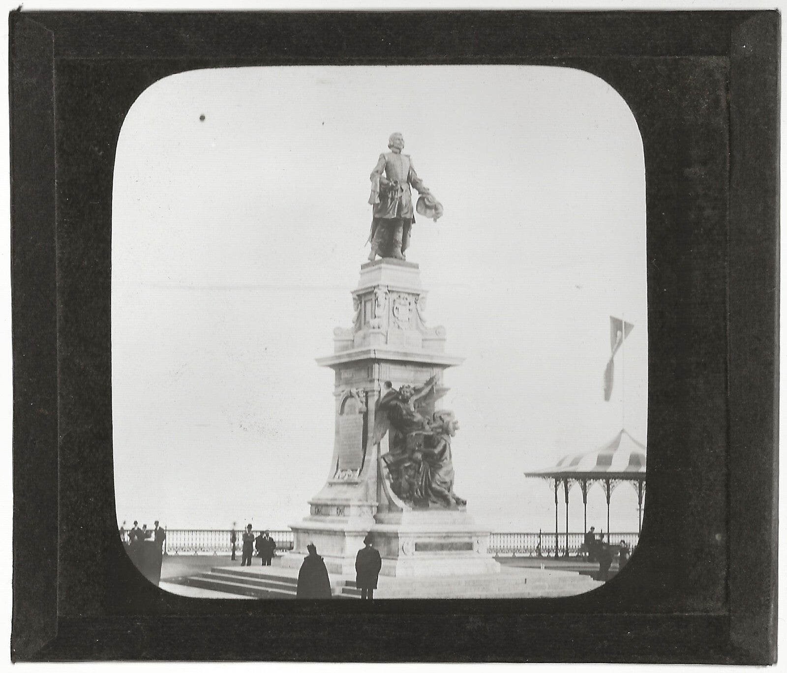 Statue Samuel de Champlain, Québec, photo plaque de verre, positif 8,5x10 cm