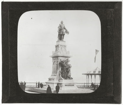 Statue Samuel de Champlain, Québec, photo plaque de verre, positif 8,5x10 cm