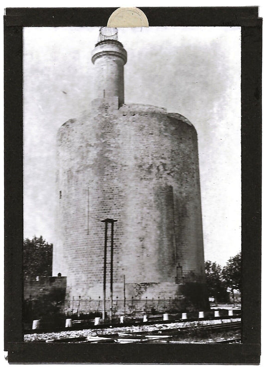 Plaque verre photo, positif noir & blanc 6x9 cm Tour de Constance, Aigues-Mortes