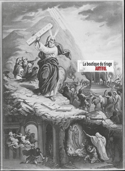 Scène religieuse, catéchisme, dessin peinture, plaque verre, positif 8,5x10 cm