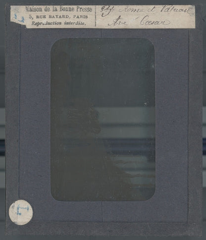 César, dessin, Italie, photo ancienne plaque de verre, positif 8,5x10 cm