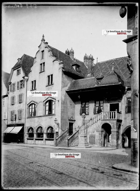 Plaque verre photo ancienne négatif noir & blanc 13x18 cm Colmar rare collection