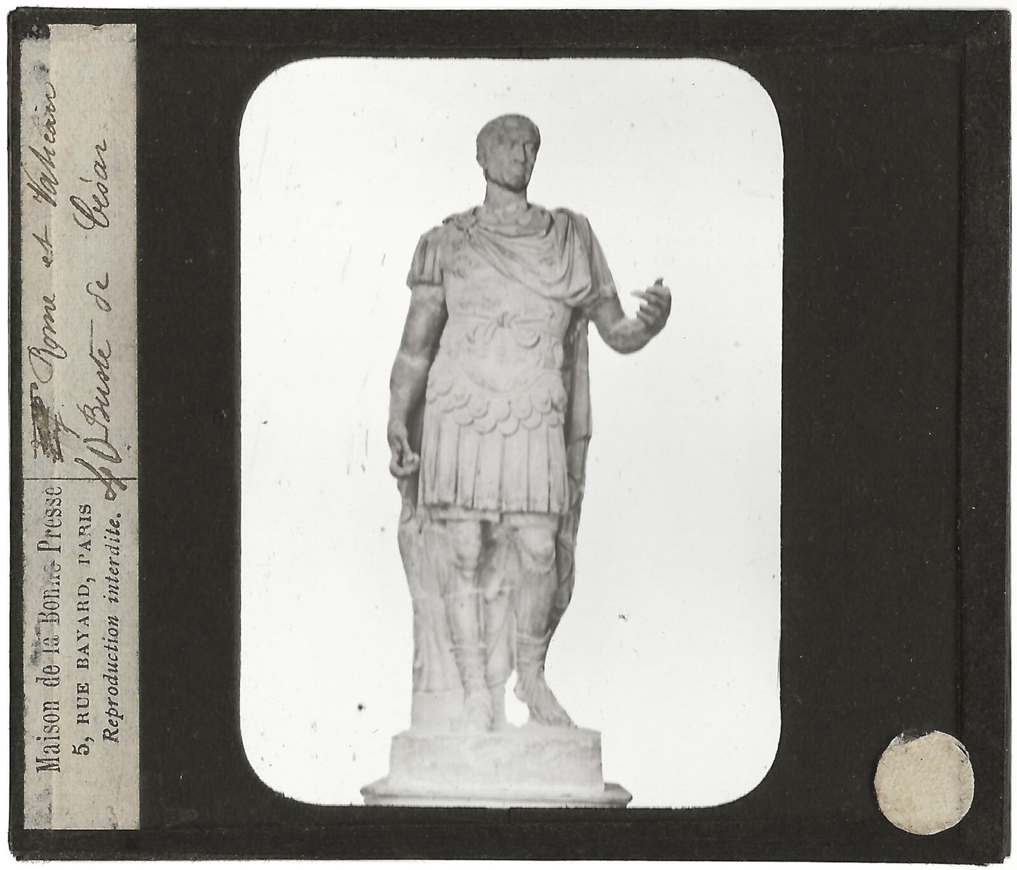 Rome et Vatican, buste de César, photo plaque de verre, positif 8,5x10 cm