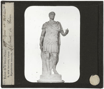 Rome et Vatican, buste de César, photo plaque de verre, positif 8,5x10 cm