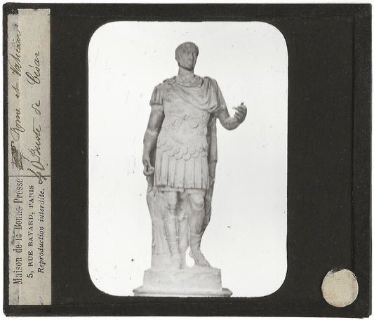 Rome et Vatican, buste de César, photo plaque de verre, positif 8,5x10 cm