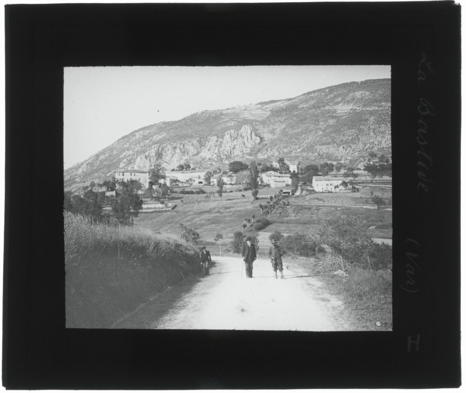 La Bastide, village Var, photo ancienne plaque de verre, positif 8,5x10 cm