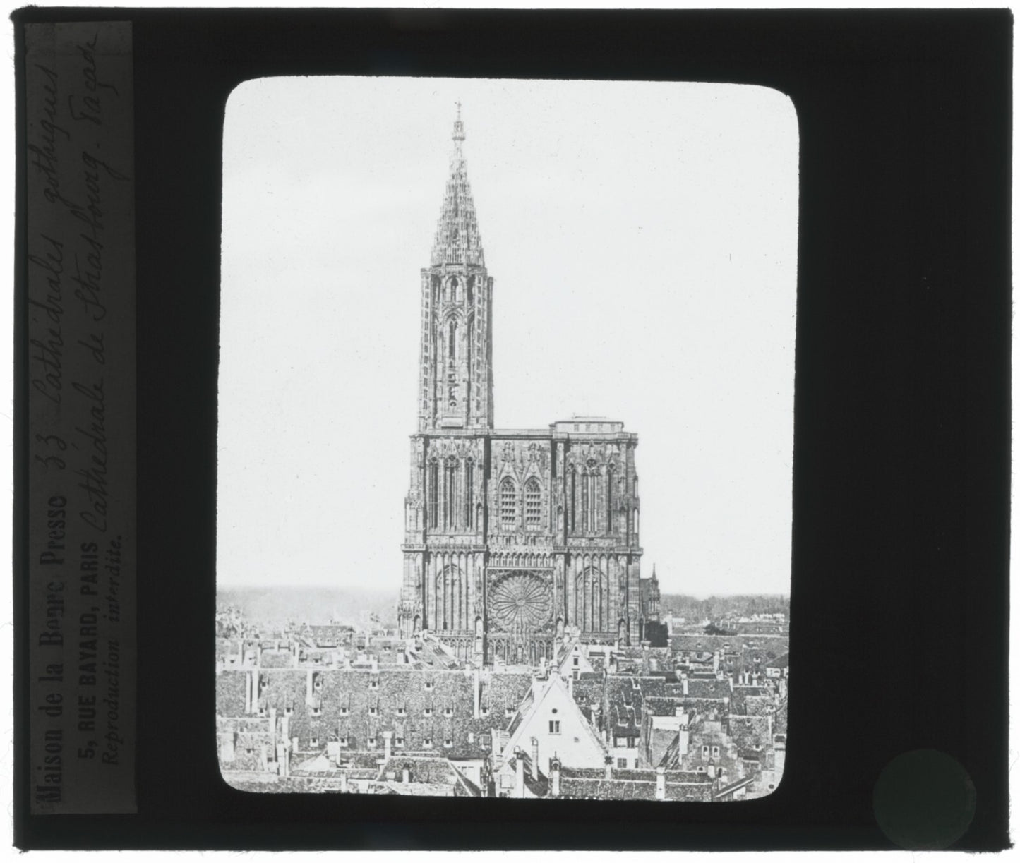 Cathédrale Notre-Dame de Strasbourg, photo plaque verre, positif 8,5x10 cm