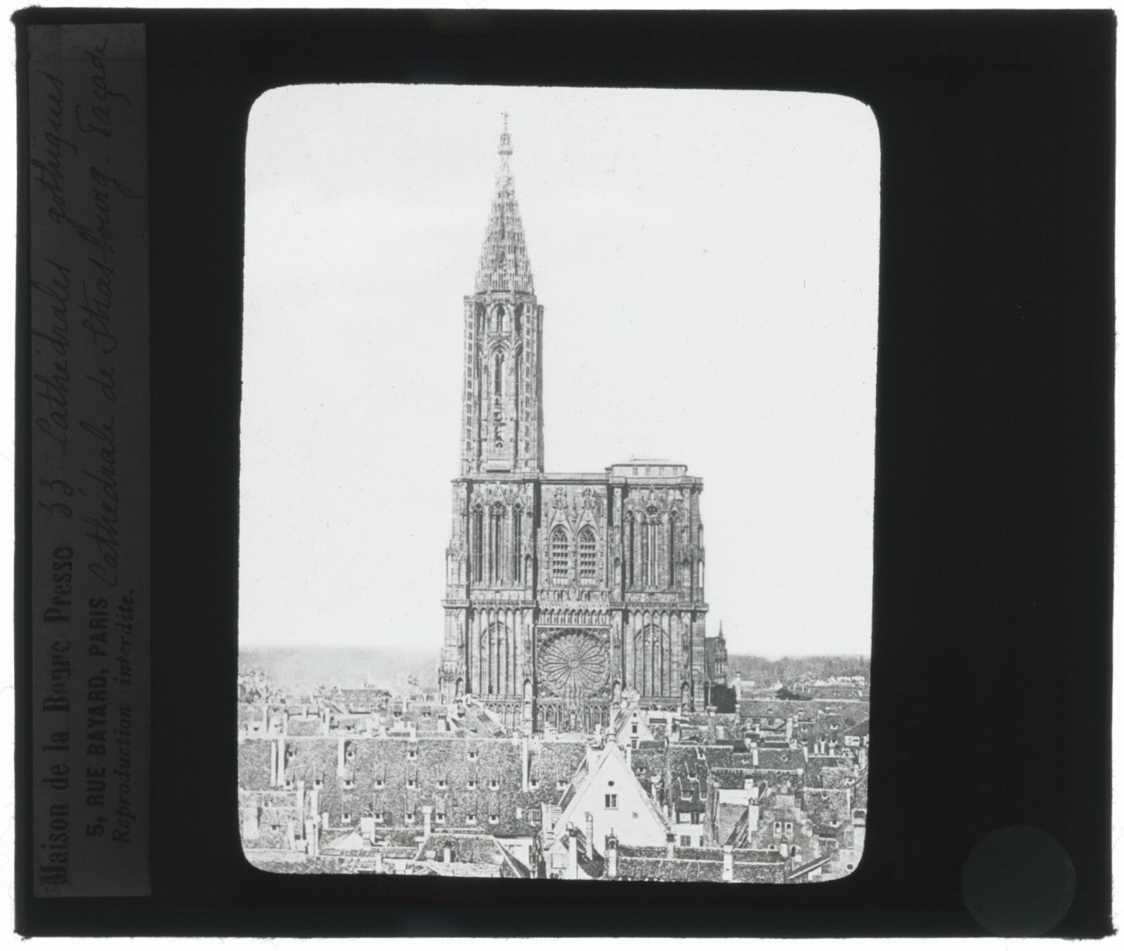 Cathédrale Notre-Dame de Strasbourg, photo plaque verre, positif 8,5x10 cm