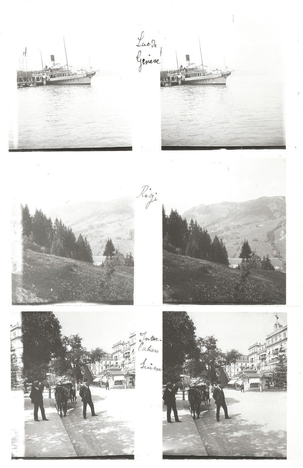 Suisse montagne, photos stéréoscopique plaques de verre, lot 9 positifs 8x16 cm
