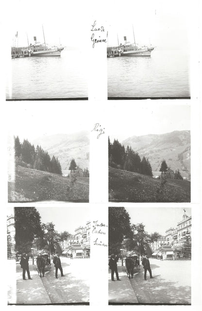Suisse montagne, photos stéréoscopique plaques de verre, lot 9 positifs 8x16 cm