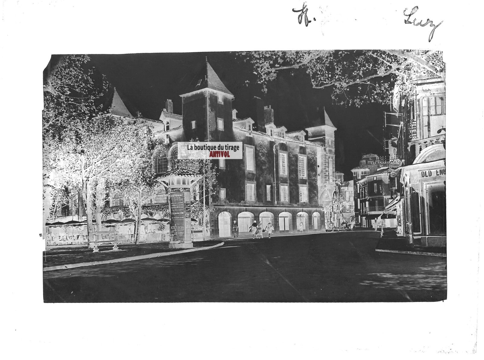 Plaque verre photo ancienne négatif noir et blanc 13x18 cm Saint Jean De Luz