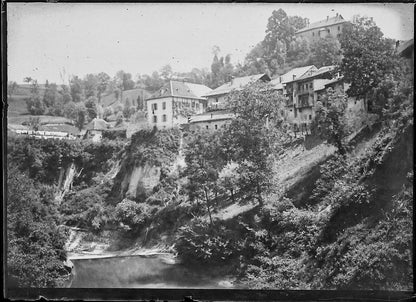 Plaque verre photo ancienne négatif 6x9 cm village ancien, glass plate France