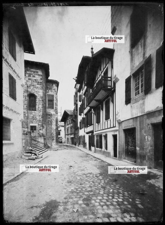 Plaque verre photo ancienne négatif noir et blanc 13x18 cm Saint Jean De Luz