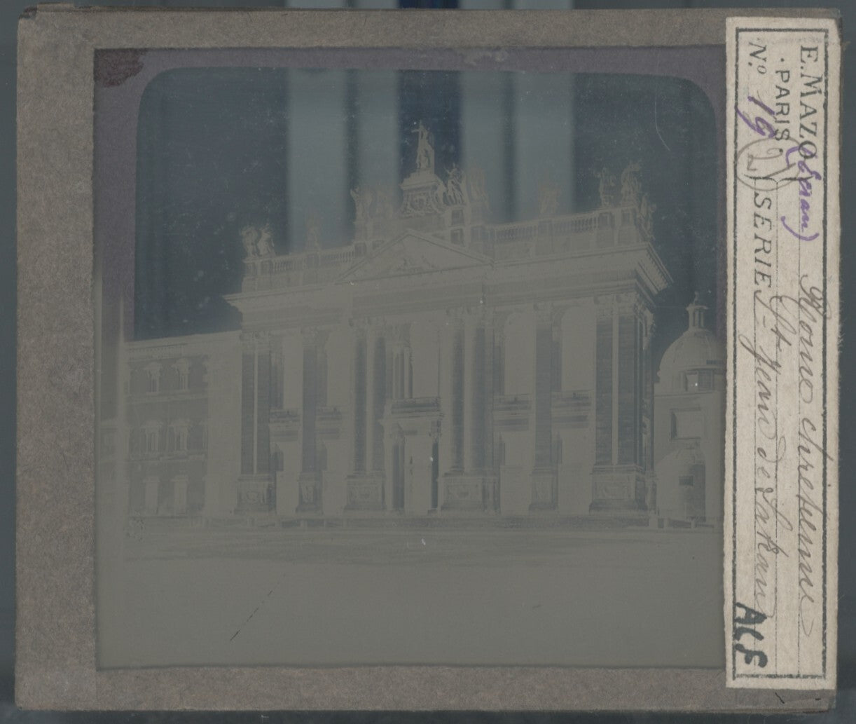 Saint-Jean-de-Latran, Rome, photo plaque verre, noir & blanc, positif 8,5x10 cm