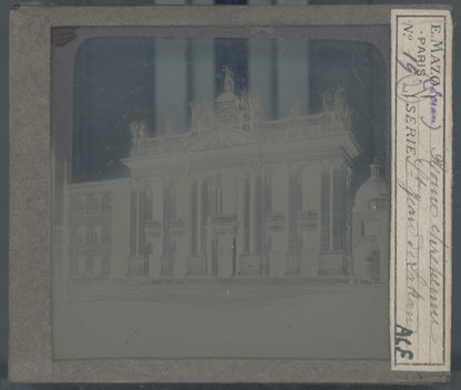 Saint-Jean-de-Latran, Rome, photo plaque verre, noir & blanc, positif 8,5x10 cm