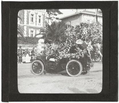 Carnaval de Nice, France, photo ancienne plaque de verre, positif 8,5x10 cm