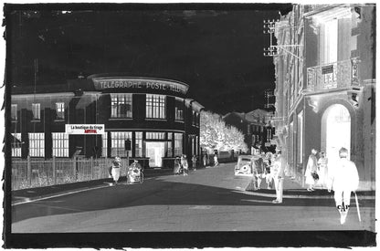 Plaque verre ancienne photo négatif noir & blanc 9x14 cm, Vittel, Rue de Verdun