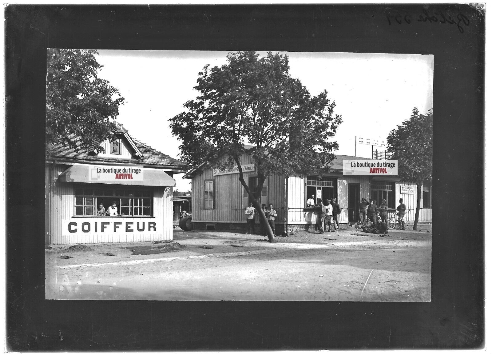 Camp Bitche, soldats, photos plaque de verre, lot de 5 positifs 13x18 cm