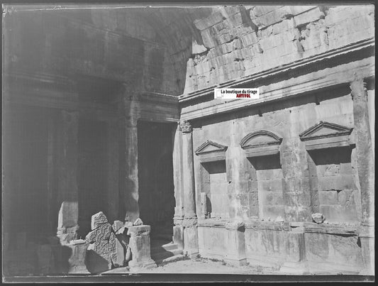 Temple de Diane, Nîmes, Plaque verre photo, négatif noir & blanc 9x12 cm