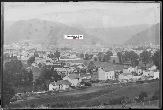 Oyonnax, Plaque verre photo ancienne, négatif noir & blanc 10x15 cm France