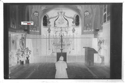 Mulhouse, église, Plaque verre photo ancienne, négatif noir & blanc 10x15 cm