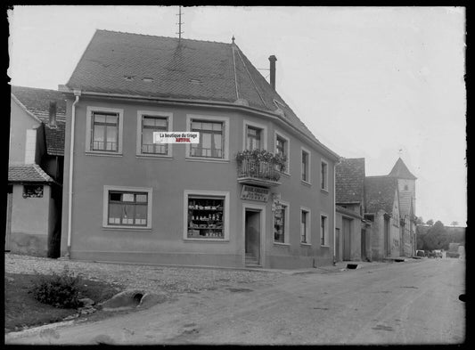 Plaque verre photo ancienne négatif noir et blanc 13x18 cm boulangerie France