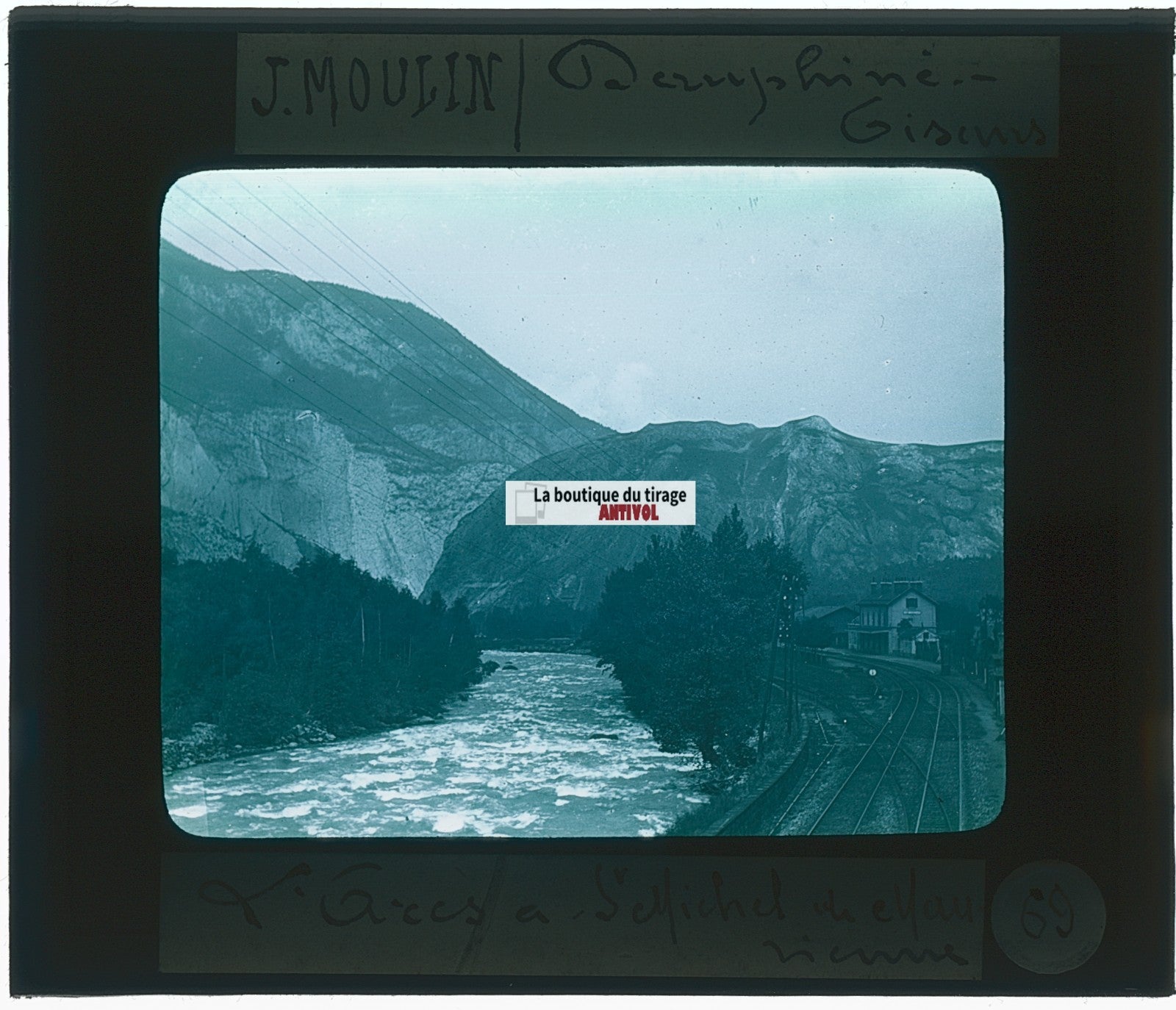Saint-Michel-de-Maurienne, photo J. Moulin, plaque verre, couleur, 8,5x10 cm