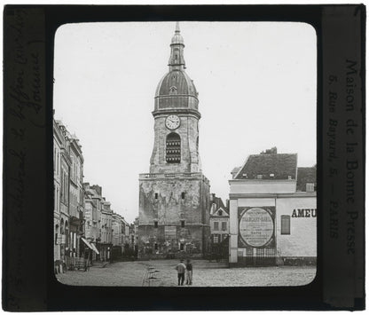 Beffroi d'Amiens, Picardie, photo ancienne plaque de verre, positif 8,5x10 cm