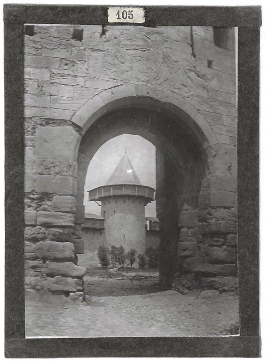 Plaque verre photo ancienne positif noir et blanc 6x9 cm France Carcassonne 